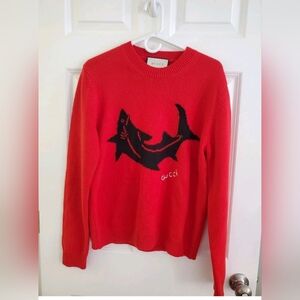 Gucci Made In Italy Red Shark Knit Sweater Men's Size M